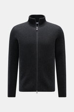 von Braun Cashmere Strickjacke anthrazit meliert, Slim Fit, mittelfeiner Patentstrick, hoch schließender Kragen, Zwei-Wege-Reißverschluss, frontale Aufnahme