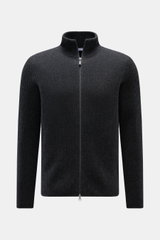von Braun Cashmere Strickjacke anthrazit meliert, Slim Fit, mittelfeiner Patentstrick, hoch schließender Kragen, Zwei-Wege-Reißverschluss, frontale Aufnahme
