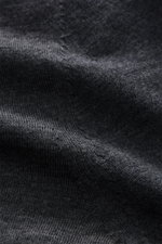 Close-up front view of von Braun Merino cardigan anthracite mottled showing very fine knit texture in pure merino wool, soft feel, regular fit, five-button placket with mother-of-pearl buttons, and elasticated ribbed bands. Fine knit transitional basic: T