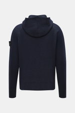 Stone Island Wende-Strickjacke 'Vanise' navy/graublau, Rückansicht, Kapuze, Slim Fit, Cashmere/Wolle, Brioche-Strick, Raglan-Ärmel, Kompass-Badge