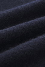 Fioroni Cashmere Strickjacke navy, Detailaufnahme Stoffstruktur, reiner Cashmere, sehr weicher Griff, feines Strickbild, Slim Fit, Zwei-Wege-Reißverschluss, Rippstrick-Stehkragen, flexible Rippbündchen.