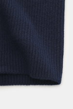 Gran Sasso Cashmere Cardigan navy, Detailaufnahme von unten, schwerer Patentstrick, reiner Cashmere, weicher Griff, Regular Fit, Umlegekragen, Perlmuttknöpfe