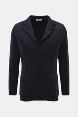 Front view of the Lardini Knitted Blazer Navy in slim fit, pure wool knit with tailored two-button style and lapel flower pin.

Description: <p>With a classic silhouette and made from pure wool, the knitted blazer by LARDINI brings style and personality t