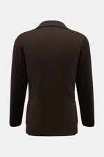 Rear view of Lardini Knit blazer dark brown in slim fit, showing fine knit pattern and tailored collar, photographed against white.

Description: 
<p>With a classic silhouette and made from pure wool, the knit blazer by LARDINI brings style and personalit
