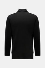 Lardini Knitted blazer black shown from the back, featuring pure wool knit, soft touch, fine pattern, slim fit, vents, and patch pockets.