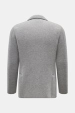 Back view of Lardini Cashmere knit blazer grey melange in smooth, fine pure cashmere knit with slim fit and patch hip pockets.

Description:
<p>Exquisite knit blazer from LARDINI: This model in smooth, fine pure cashmere knit adds warmth and style to your