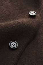 Close-up front view of Lardini Cashmere knit blazer dark brown showing fine knit texture and two buttons in detail.

Description: 
<p>Exquisite knit blazer from LARDINI: This model in smooth, fine pure cashmere knit adds warmth and style to your wardrobe.