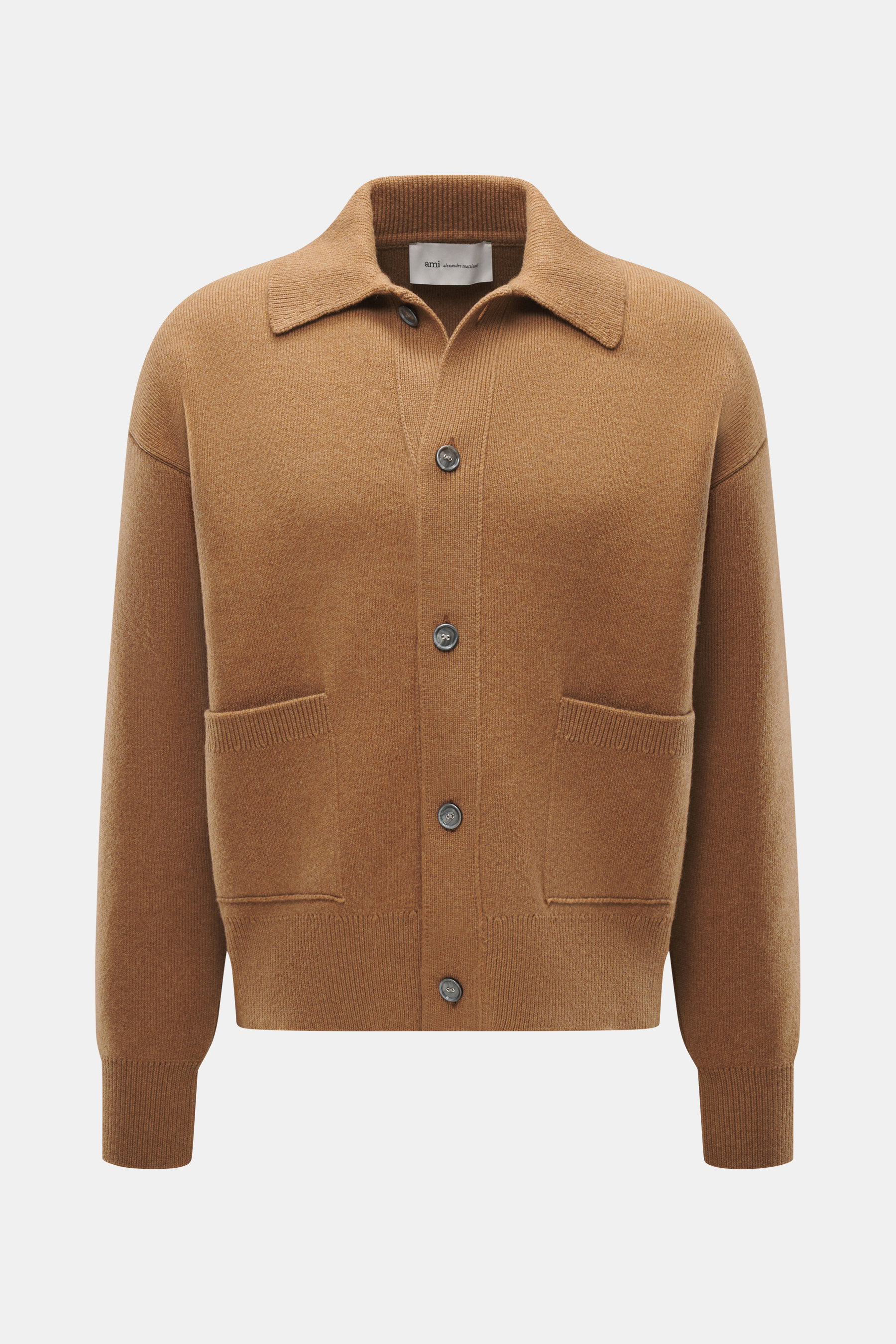 Ami Paris Merino Cardigan hellbraun