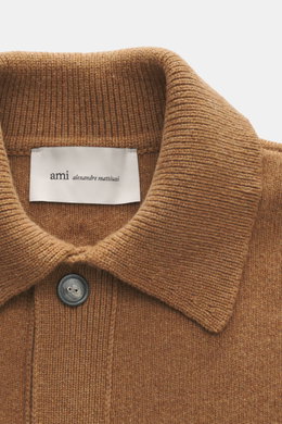Ami Paris Merino Cardigan hellbraun