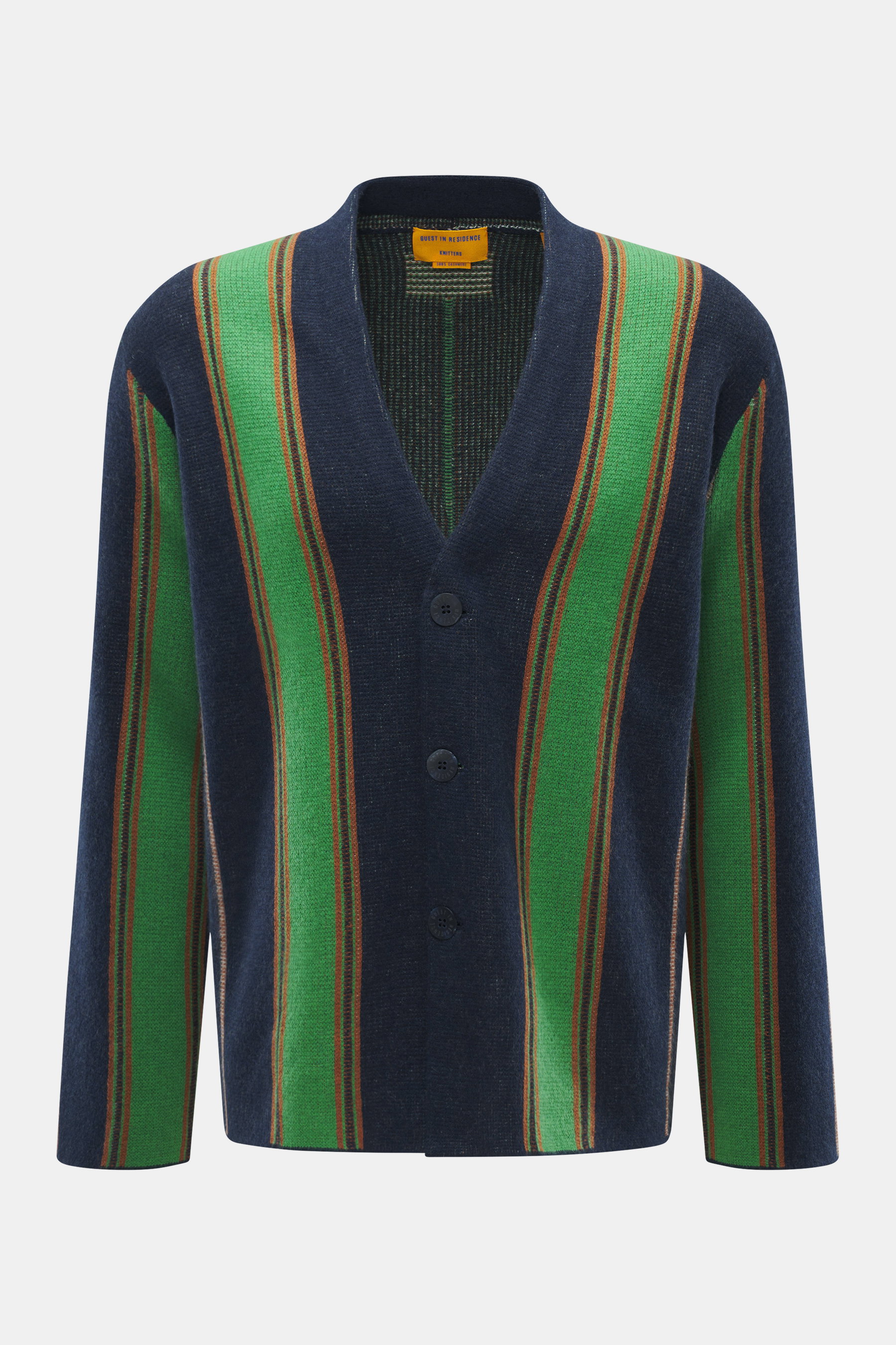 Guest In Residence Cashmere Cardigan navy/grün/rostbraun gestreift