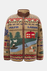 Polo Ralph Lauren Sherpa-Fleecejacke hellbraun gemustert