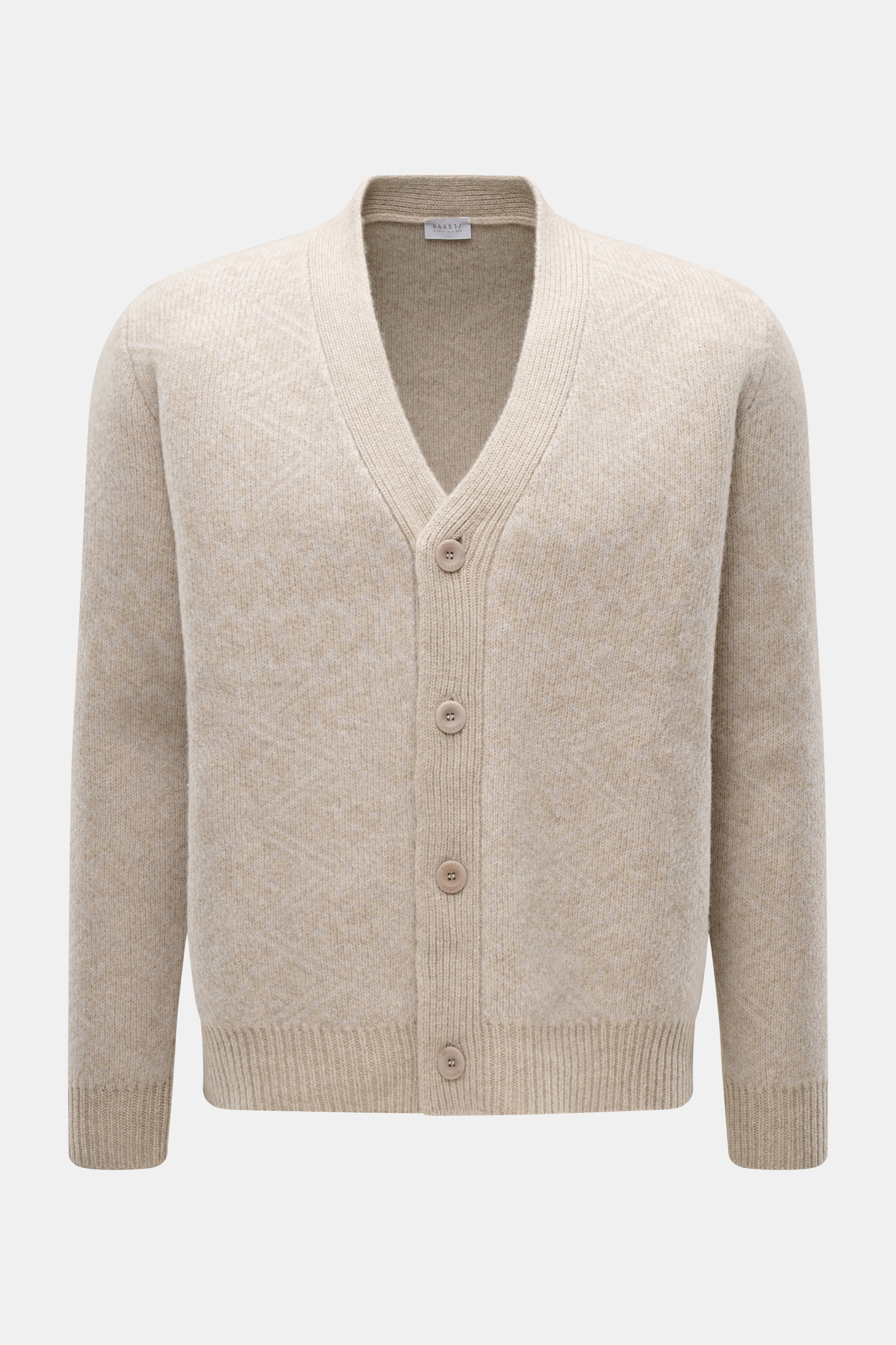 04651/ A trip in a bag Cardigan beige/sand gemustert
