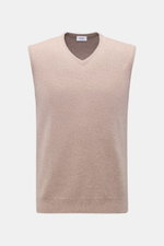 Vorderansicht des von Braun Cashmere Pullunder beige aus reinem Cashmere mit feinem Strickbild, Slim Fit und elastischen Rippbündchen.
