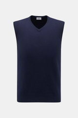 von Braun Cashmere Pullunder navy, Frontansicht, Slim Fit, aus reinem Cashmere, sehr weicher Griff, feines Strickbild, elastische Rippbündchen, wärmend