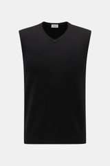 von Braun Cashmere Pullunder schwarz, frontal fotografiert, aus reinem Cashmere, sehr weicher Griff, feines Strickbild, Slim Fit, elastische Rippbündchen, geschmeidiges Layering-Piece.