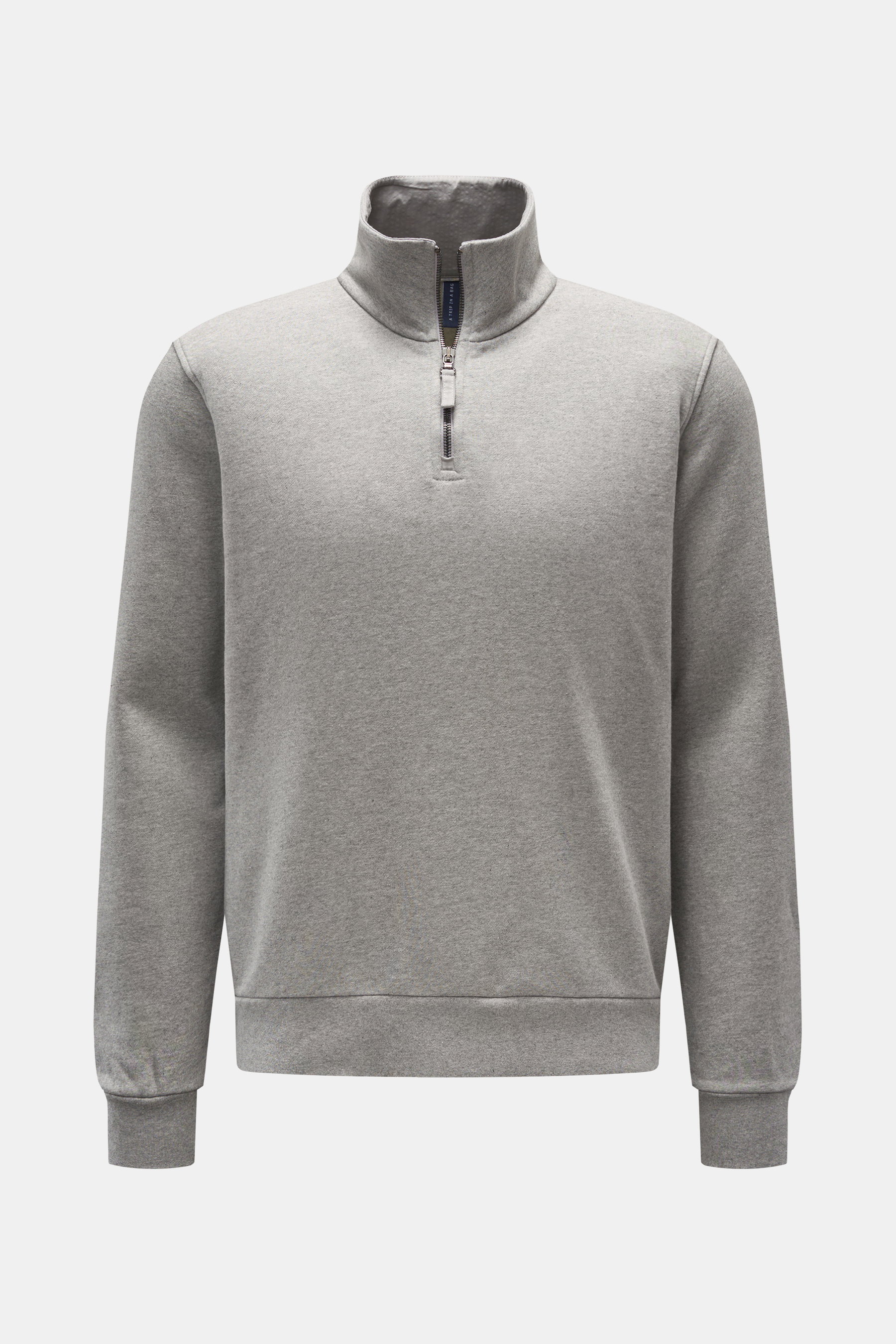 04651/ A trip in a bag Sweat-Troyer 'Quarter Zip' grau