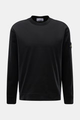 Front view of Stone Island Long sleeve black crew neck sweatshirt in heavy cotton jersey with compass badge on the sleeve.

Description: 
<p>With this crew neck long sleeve in heavy cotton jersey with compass badge on the sleeve, STONE ISLAND brings us a 