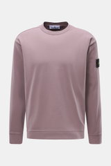 Stone Island Longsleeve mauve, Frontansicht, Rundhals-Longsleeve aus schwerem Baumwolljersey mit Kompass-Badge am Ärmel, Regular Fit, garment dyed, weicher Griff, komfortable Rippbündchen.