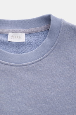 04651/ A trip in a bag Rundhals-Sweatshirt 'CL Crew' lavender meliert, Frontansicht, Baumwolle-Leinen-Mix, weicher Griff, Regular Fit, Rundhalsausschnitt, elastische Rippbündchen.