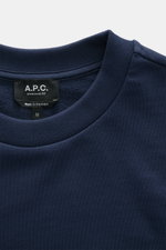 A.P.C. Rundhals-Sweatshirt 'Standard Rue Madame' navy, Detailansicht von oben, Baumwoll-Sweat mit weichem Griff und Komfortbündchen.