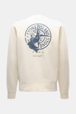 Back view of Stone Island Sweatshirt 'Print' cream in pure cotton with raglan sleeves, ribbed cuffs, and abstract blue wind rose print.

Description: Casual comfort meets iconic design: With this sweatshirt, STONE ISLAND presents an essential piece for yo