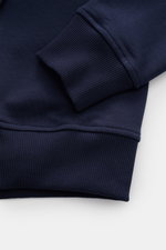 Close-up front view of the Ami Paris Crewneck Sweatshirt navy showing ribbed cuffs and hem in navy cotton fabric, soft touch.

<p>Comfortable basic: The AMI PARIS sweatshirt made of pure cotton is the ideal companion for sporty looks.</p>
<ul>
<li>sweat m
