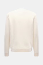 Rückansicht des 04651/ A trip in a bag Rundhals-Sweatshirt creme, soft, Slim Fit, inside-Out Design, Wolle-Baumwoll-Jersey, elastische Bündchen.