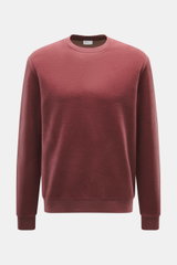 04651/ A trip in a bag Rundhals-Sweatshirt rotbraun, frontale Nahaufnahme, soft, Jersey aus Wolle/Baumwolle, Slim Fit, Rundhalsausschnitt, elastische Bündchen.