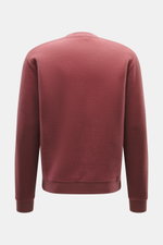 Rückansicht des rotbraunen 04651/ A trip in a bag Rundhals-Sweatshirts mit Slim Fit, elastischen Bündchen und inside-Out Design aus weichem Wolle-Baumwolle-Jersey.