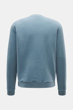 Rückansicht des 04651/ A trip in a bag Rundhals-Sweatshirt rauchblau, Jersey aus Wolle/Baumwolle, soft, Slim Fit, Rundhals, elastische Bündchen.