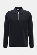 04651/ A trip in a bag Troyer 'CW Zip Polo' navy, frontal fotografiert, Regular Fit, weicher Griff, Mix aus Wolle u. Baumwolle, Troyer-Kragen, Brusttasche, Weblabel