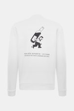 04651/ A trip in a bag Sweatshirt 'Wine' weiß, Rückansicht, robuster Slim Fit aus Baumwolle mit großem Rückenprint und Rundhalsausschnitt