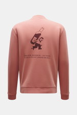 Rückansicht des mauvefarbenen 04651/ A trip in a bag Sweatshirt 'Wine' mit Rundhalsausschnitt, großem Rückenprint, Slim Fit, Baumwoll-Sweat.
