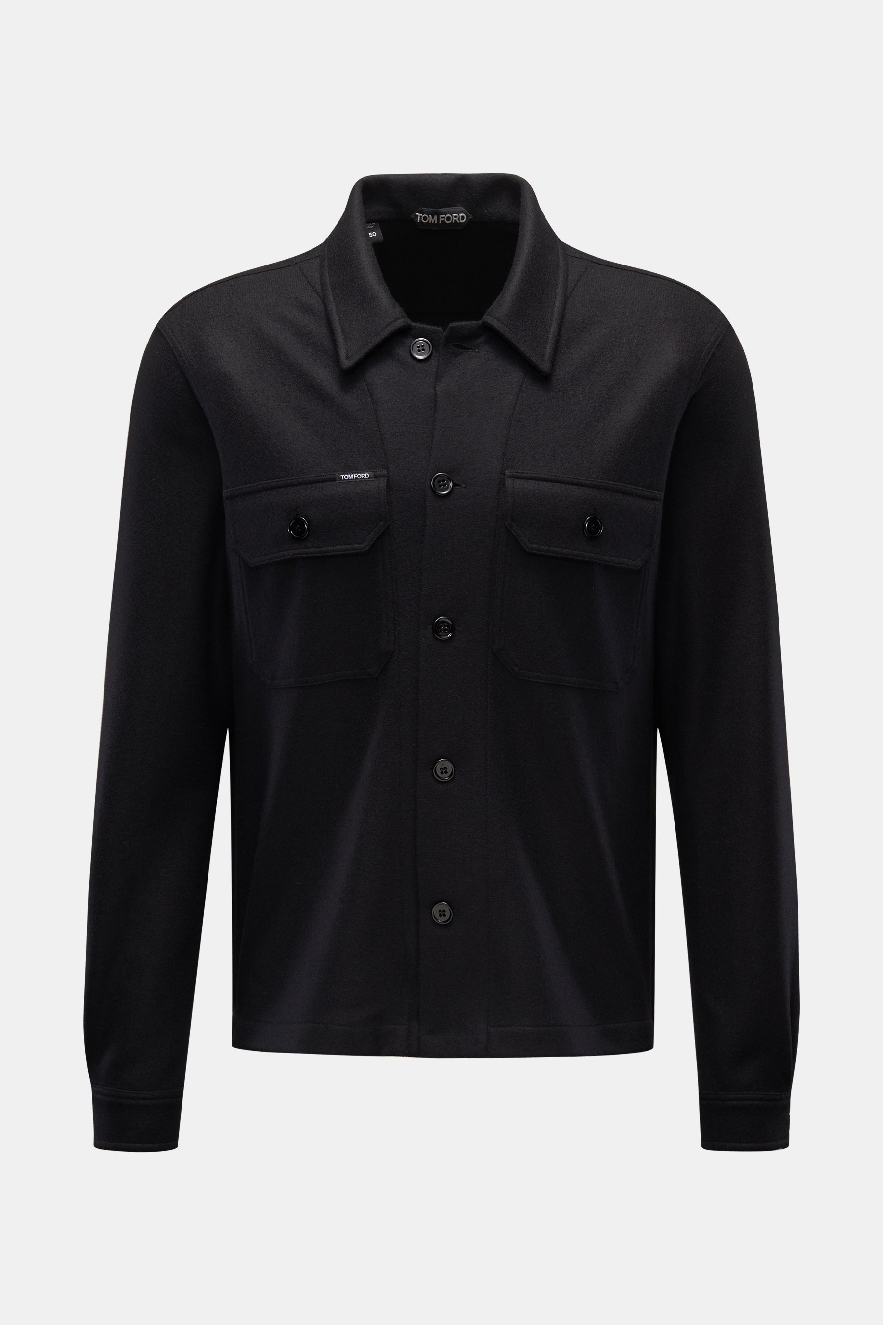 Tom Ford Cashmere Strickhemd schmaler Kragen schwarz