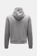Rückansicht der Circolo 1901 Sweatjacke grau meliert, Jersey aus reiner Schurwolle, angeraute Oberfläche, weicher Griff, Slim Fit, Kapuze mit Tunnelzug.