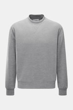 Circolo 1901 Woll-Sweatshirt grau meliert, Frontansicht, reine Schurwolle, weicher Griff, Rundhalsausschnitt, Regular Fit, dekoratives Stitching am Kragen.