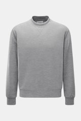 Circolo 1901 Woll-Sweatshirt grau meliert, Frontansicht, reine Schurwolle, weicher Griff, Rundhalsausschnitt, Regular Fit, dekoratives Stitching am Kragen.