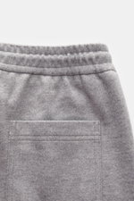 Close-up rear view of Circolo 1901 Wool Jogpants grey melange showing elastic waistband, patch back pocket, and soft wool jersey fabric.