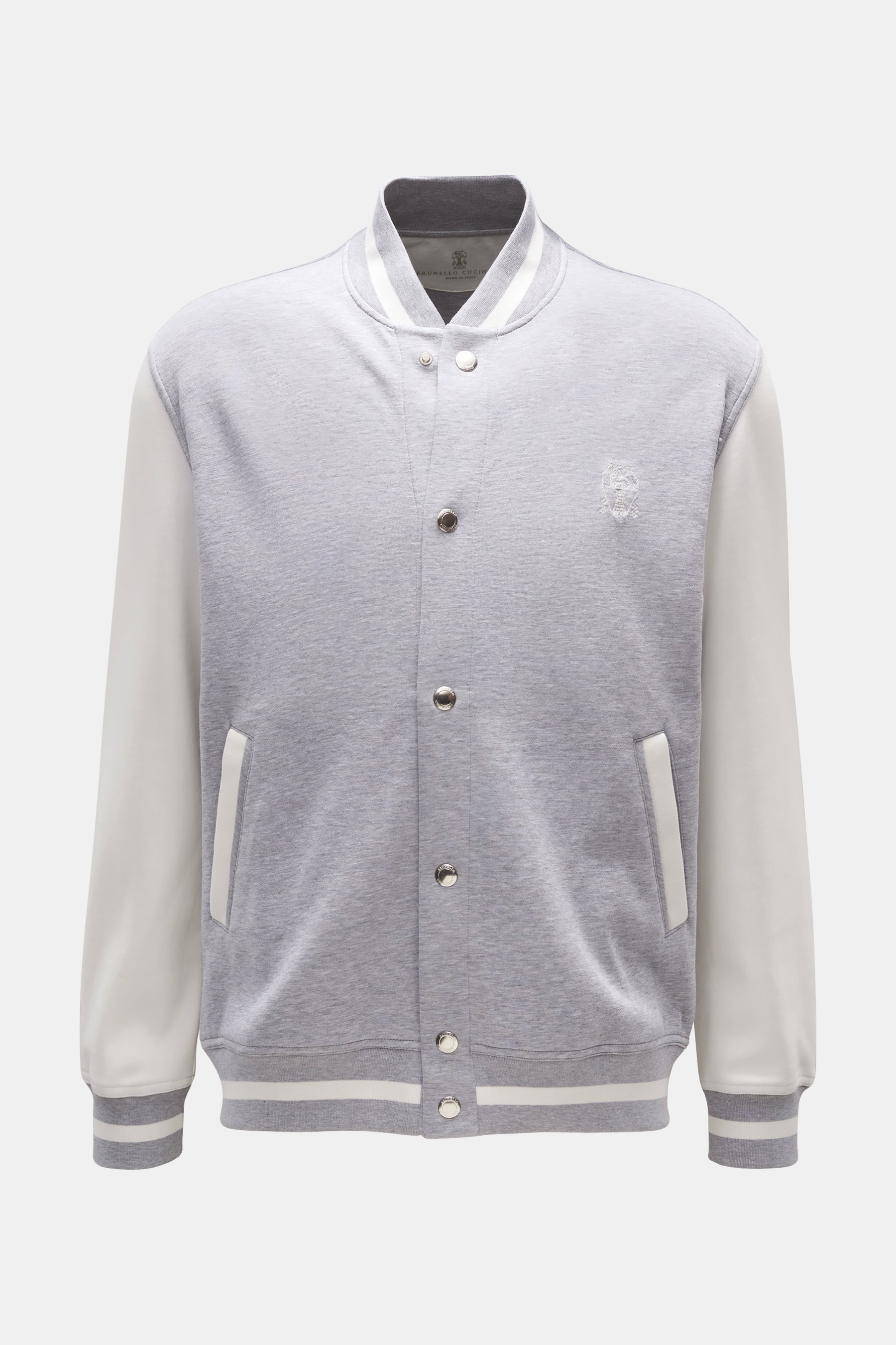 Brunello Cucinelli Jersey-Blouson grau/weiß