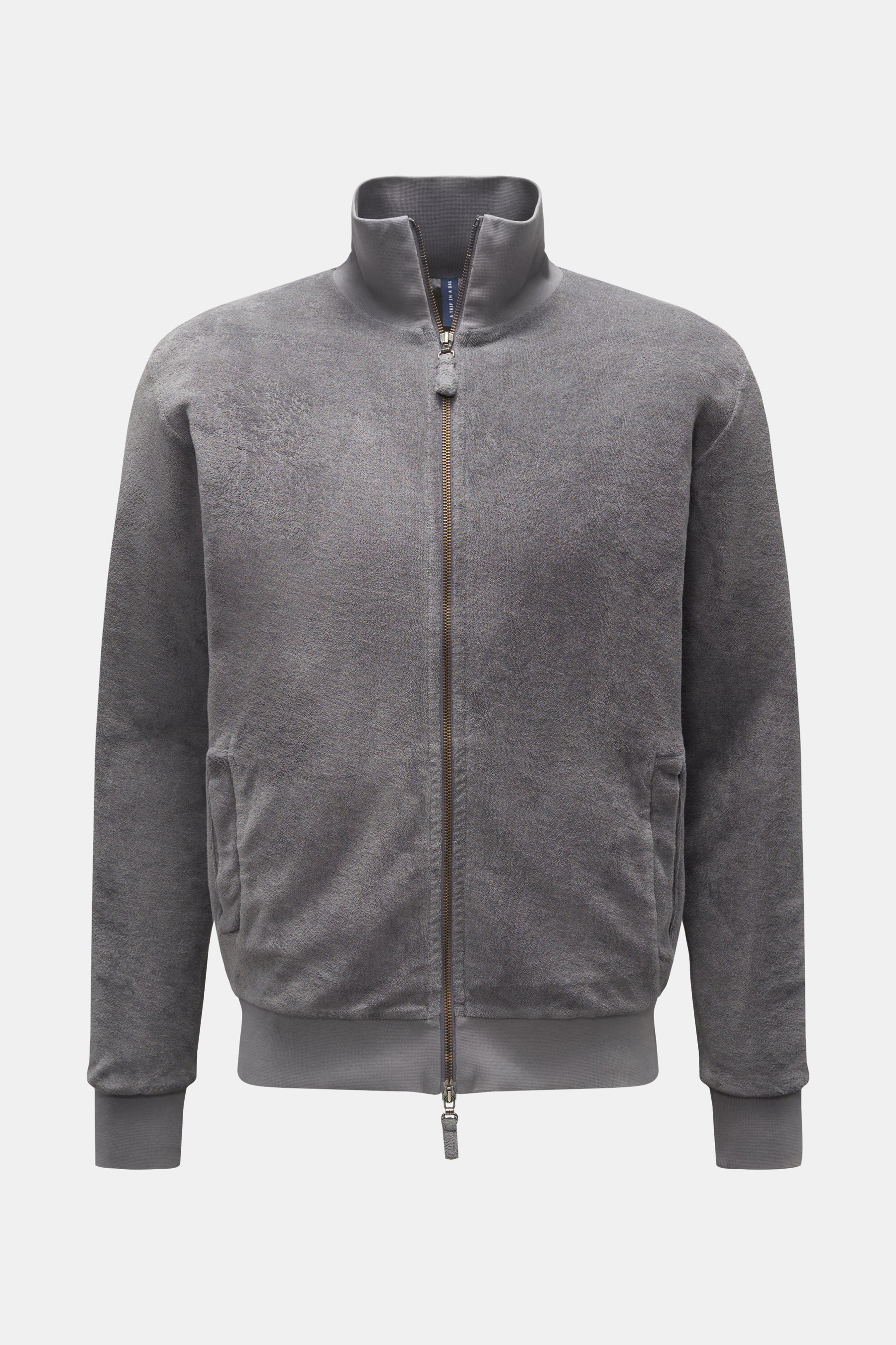 04651/ A trip in a bag Frottee-Sweatjacke 'Terry Bomber' grau