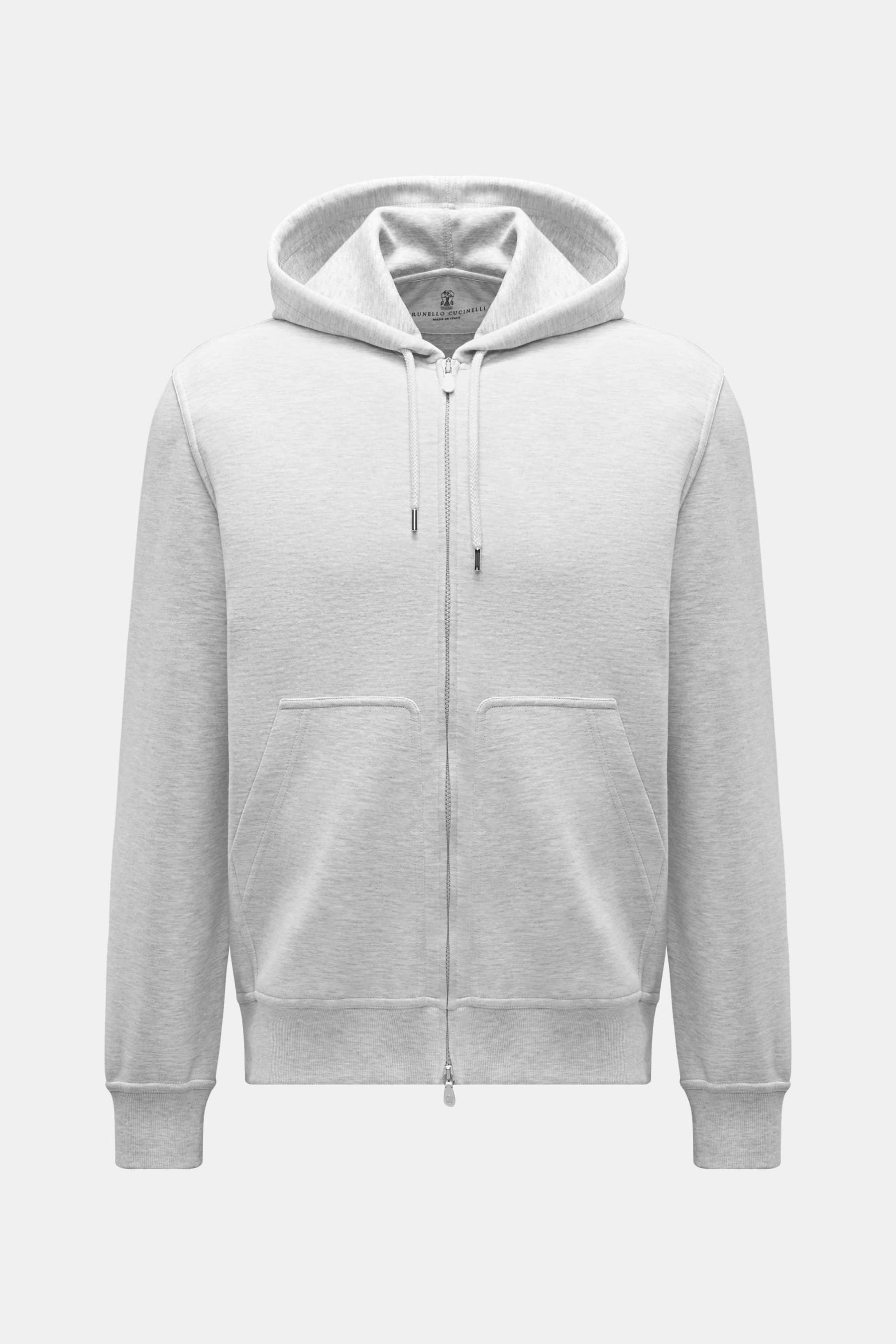 Brunello Cucinelli Jersey-Kapuzenjacke hellgrau meliert