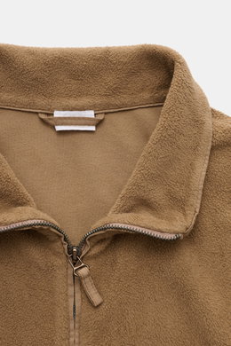04651/ A trip in a bag Fleece-Sweatjacke taupe