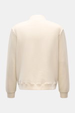 Rear view of the 04651/ A trip in a bag Sweatjacke 'CL Bomber' creme, showing its oversized fit and soft garment-dyed fabric.

<p>Entspannt unterwegs: Die Sweatjacke 'CL Bomber' von 04651/ A TRIP IN A BAG kombiniert einen hochwertigen Mix aus Bio-Baumwoll