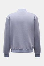 Rear view of the 04651/ A trip in a bag Sweat jacket 'CL Bomber' lavender, showing soft garment-dyed organic cotton and linen blend with ribbed cuffs and hem.

<p>Relaxation on the move: The sweat jacket 'CL Bomber' by 04651/ A TRIP IN A BAG combines comf