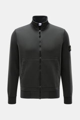 Alt tag (125 characters max): Front view of Stone Island Sweatshirt Jacket Dark Grey with stand-up collar, zipper, pockets, and compass badge on sleeve.

Additional descriptive content:  
<p>Relaxed basic by STONE ISLAND: With sporty casualness, the garme