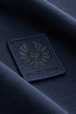 Belstaff Sweatjacke 'Curator' navy Detailaufnahme von innen mit tonalem Weblabel, Supima-Baumwolle, Slim Fit, Kapuze, Reißverschluss, Taschen, Rippbündchen.