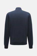 Rückansicht der navy 04651/ A trip in a bag Sweatjacke 'IF Track' aus super softem Baumwoll-Jersey mit elastischer Qualität und Rippbündchen.
