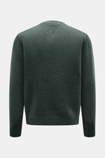 Rückansicht des 04651/ A trip in a bag Cardigan 'Hunter' dunkelgrün meliert mit grobem Strickbild, weichem Griff, Regular Fit und Rippbündchen.