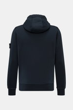 Stone Island Kapuzenpullover navy, Rückansicht, Sweat aus reiner Baumwolle, weicher Griff, garment dyed, Regular Fit, markante Overlock-Nähte, Kapuze mit Tunnelzug, Kompass-Badge am Ärmel, Kängurutasche, komfortable Rippbündchen.