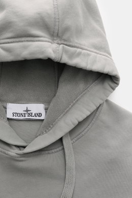 Close-up front view of Stone Island Hoodie grey showcasing the hood and drawstrings, made from pure cotton sweat fabric.

Description: 
<p>Timeless casualwear: The hoodie by STONE ISLAND is an indispensable companion for cooler days with its versatile sil
